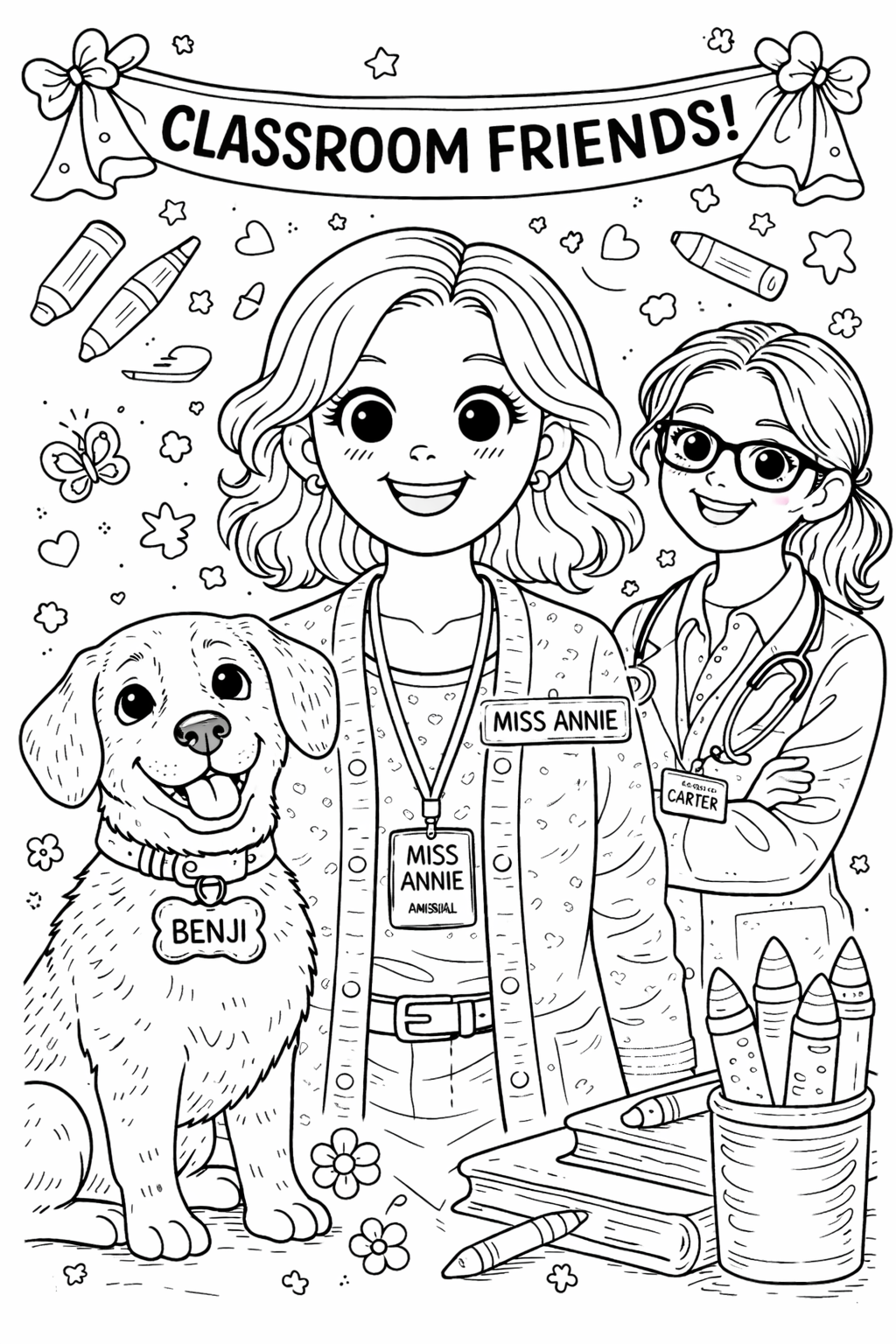 Benji the Beagle Colouring Pages – Set of 7 Printable PDFs (Digital Download)